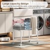 Wire Laundry Hamper Cart,Laundry Hamper Trolley with Pull Handle,White High