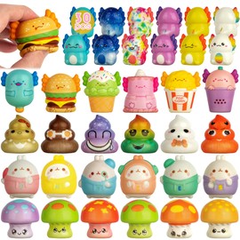 30 Squishy Toys Set, Squeeze Toy Animal, Anti-Stress Fidget Toy, Stress Relief Squishies, Party Bag Children's Birthday, Party Bag Children, Party Favours