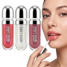 3 Lip Gloss Hidratante Labios Brillo Acido Hialuronico Labial Colores Naturales Labial No Pegajoso, Nutritivo y de Larga Duración Maquillaje Glossy (P