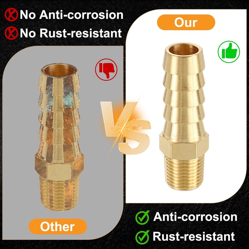 sourcing map 3pcs 10mm to 4mm Brass Hose Barb Fitting