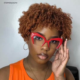 VOOGLAM Red Thick Oversized Cat Eye Clear Lens Glasses for Women Fashion Glasses Frame Non Prescription Eyeglasses