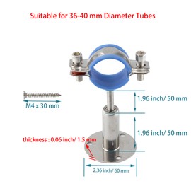 bociloy 304 Stainless Steel Wall Mount Ceiling Mount Pipe Supports, Adjustable Pipe clamp Fixed Support Pipe Strap Bracket for 1-1/4inch (36-40mm) Diameter Tubes, Adjustable Height 50-100mm, 2PCS