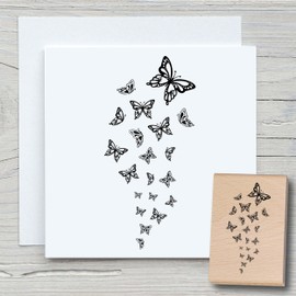 Newstamps Stamp Butterfly Swarm Motif Stamp Large Wooden & Rubber for Cards and Gifts Making, Wooden Stamp for Animals, Animal Stamps, Insects, Scrapbook, Textile Stamp, Decoration, Children