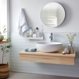 Z metnal Small Glass Bathroom Shelves, Bathroom Floating Shelf, Mini Wall Shelf for Bathroom Organizer, Wall Mounted, White, 9.8 inch / 25cm