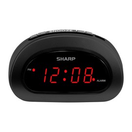 Sharp Small, Space-Saving Digital Alarm Clock – Compact Bedside Clock with Large Red LED Display, Easy Top Button Controls, Snooze, and Battery Backup – Perfect for Bedroom, Dorm, or Travel
