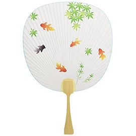 Shiomi Fan 2726 Chiwa Shirakawa (Goldfish and Ripples) 9.4 x 14.2 inches (24 x 36 cm)