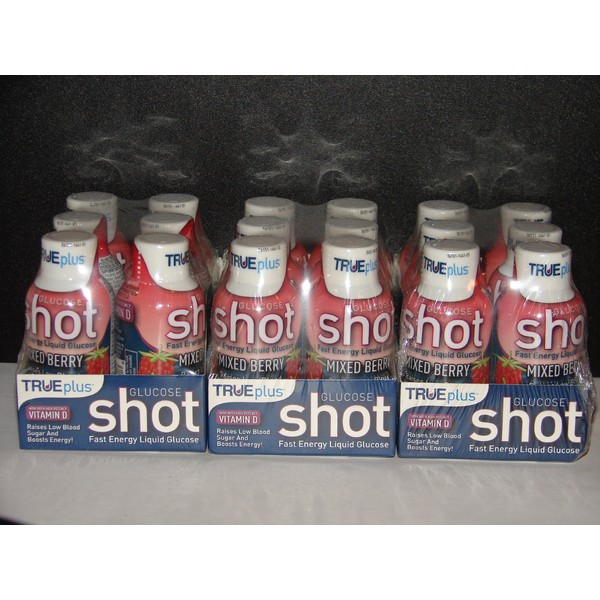 True Plus Glucose Liquid Shots Mixed Berry Flavor 2oz - 18 Pack