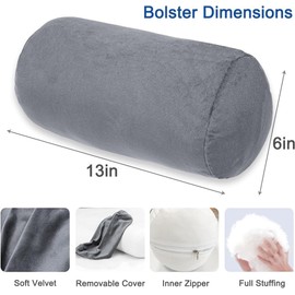 AS AWESLING Body Pillow for Adults, Full Body Pilllow for Sleeping, Long Round Cervical Pillow, Bolster Side Sleeper Pillow with Cover (Grey, 33 x 15 cm)