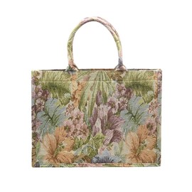 Leanoria Retro Embroidery Jacquard Tote Bag for Women Luxury Large Tote Bag for Work, Travel, Weekend, Lily Flower