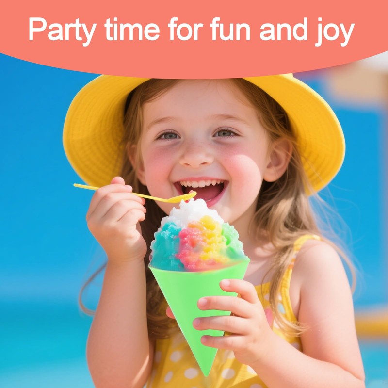 Lyreh 10pcs Reusable Snow Cone Cups, 4.1x3.1 Inch Plastic Shaved