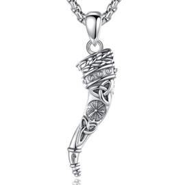 EUDORA Harmony Ball Viking Horn Necklace for Women Men, 925 Sterling Silver Italian Horn Protection Amulet Pendant, Vintage Lucky Cornicello Pendant Jewelry Gift for Mom Wife Husband, 22"