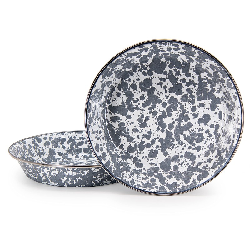 Golden Rabbit Enamelware - 10" Pie Plate (Grey Swirl)