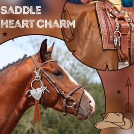 Liliaafar Horse Gifts for Women Girl Protect This Rider and The Horse She Rode in On-Saddle Charm Saddle Heart Charm with Gift Box for Equestrian Riders Lovers Trainer Stuff Jewelry