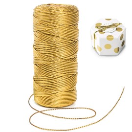 Alethron Kordel Gold, 1.5mm Geschenkband Gold 100m Garn Gold Metallisch Lametta Schnur Unelastisch Kordelband Goldfaden zum DIY Bastelschnur für Weihnachten Dekoration Geschenkverpackung