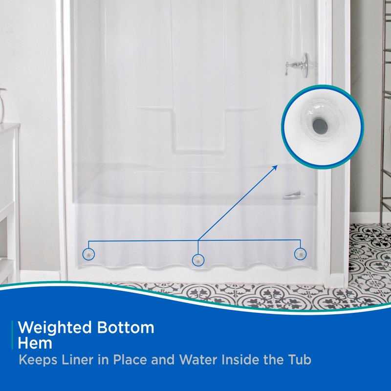 Kenney KN61443 Medium Weight 5 Gauge Waterproof PEVA Shower Curtain