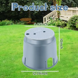 Tandefio 910 Electrical Splice Box 10 Inch Diameter Underground Electrical Junction Box Inground Electrical Box Valve Box and Cover for Outdoor Electrical Wiring Splices (Gray)