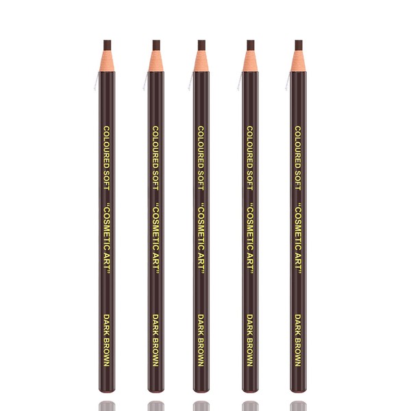 Waterproof Eyebrows Pencil Microblading Eyebrow Pen Supplies Pull Cord Peel-off Brow Pencil Create Long-Lasting Clear Wild Eyebrows (5 Dark Brown)