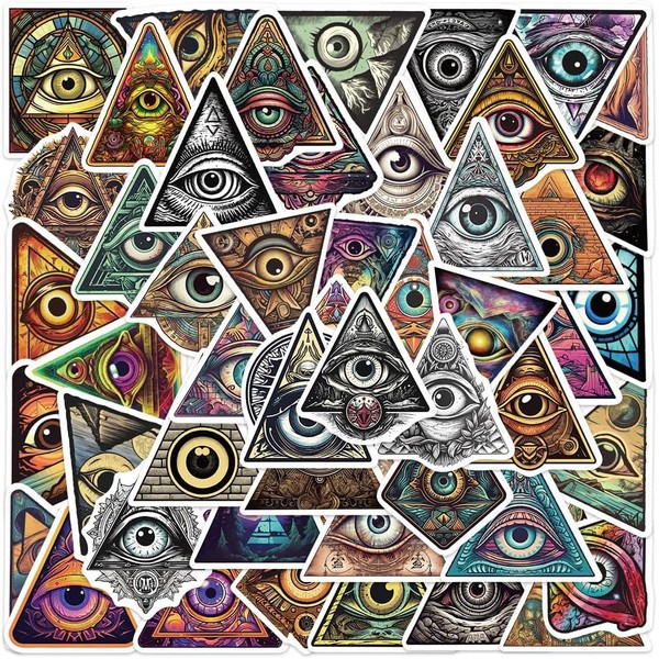 Ojos Illuminati Stickers y Pegatinas de Vinilo 50 Pack. Estampas