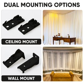 Aluminum Flexible Curtain Track 3ft-13.1ft / 4 Meter-Bendable Ceiling Track For Curtains, Ceiling/Wall Mount Curtain Rail System For Curved Shower Curtain, RV/Sliding Curtain Track (BLACK)