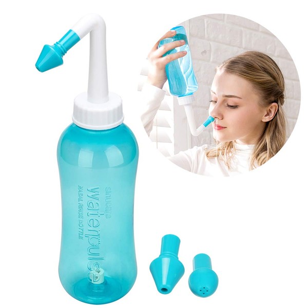 500ml Sinus Rinse and Nasal Irrigation, Nose Care Perfect for Cleaning Your Sinuses Nose Allergies, Colds, and General Hygiene for Adult & Kid BPA Free Nasal Wash Bottle Soothing Wash(Green)