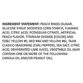 Snak Club Tajin Seasoned Candy Peach Rings Resealable 5 ounce Bag