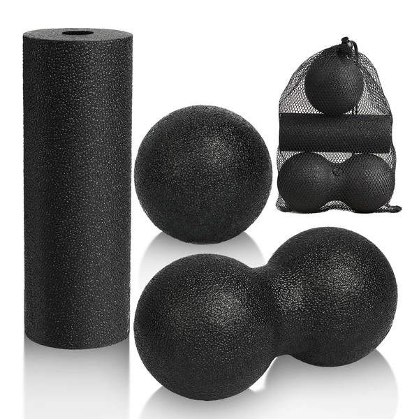 LOPHE 3 Pcs Massage Ball Set, Muscle Massage Foam Roller,