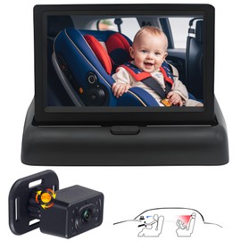 Baby Car Camera for Backseat, Rear Facing Infant Monitor,HD 720P, 360° Rotating (KB46 with USB Cable)