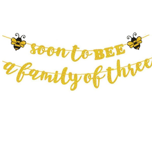 Kunggo Soon To Bee a Family of three Banner Welcome Baby Party Banner Bumble Bee Theme Baby ShowerMommy to BeeDaddy to Bee Badge Party Supplies Decoration