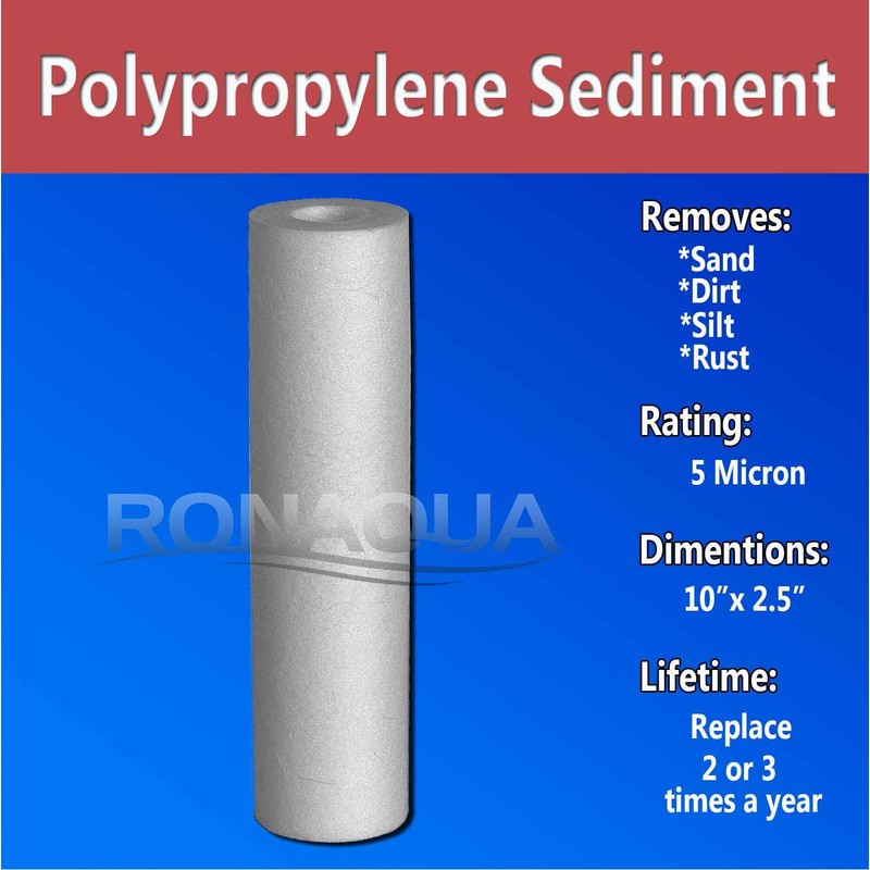 Sediment Water Filter Cartridge by Ronaqua 10"x 2.5", Four Layers