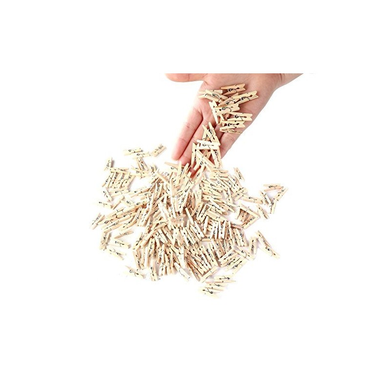 100 Pieces Mini Wooden Pegs Clips Photo Pins Coloured Craft,