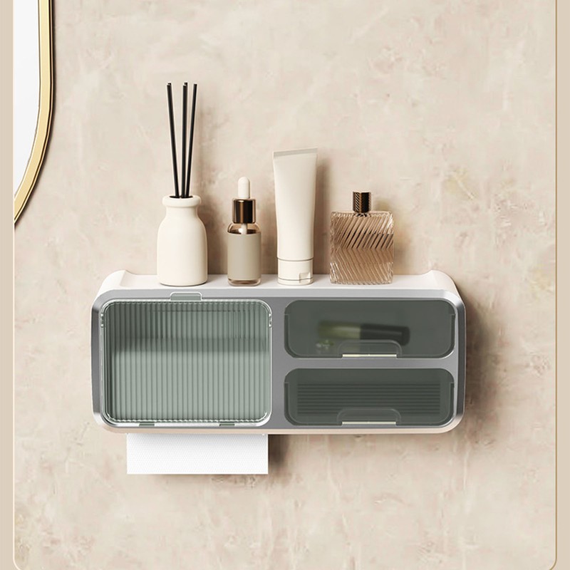 Drill Free Bathroom Tissue Storage Box Waterproof Bathroom Toilet Paper
