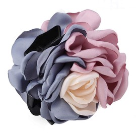 Fodattm 2PCS Women Flower Hair Clips Hair Claw Elegant Beauty Ribbon Jaw Clip Headwear Hair Jewelry (Pink/ Purple)