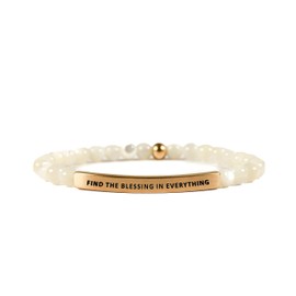THE INSPIRATION CO. Hope Collection Unisex Stretchable Bracelets Medium Size, Represents Protection & Stress Relief (FIND THE BLESSING IN EVERYTHING) -Mother of Pearl