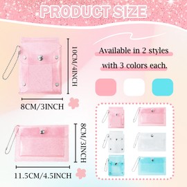 6 Pcs Colorful Clear Lipstick Case Keychain, 2 Size Waterproof Coin Purse, Mini Makeup Bag for Purse, Cute Coin Purses, PVC Pouch for Small Items, Multicolor, Modern