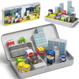 SKFKSHF City-Themed Magnetic Building Blocks - Portable & Travel-Friendly Set for Ages 3+, STEM Learning Construction Kit with Storage Box