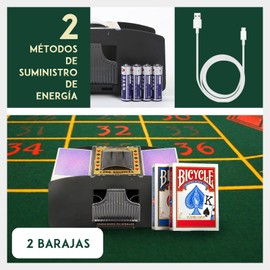 Barajador de Cartas, alimentado por batería o USB, Barajador de Cartas Que Ahorra Mano de Obra para Adultos Mayores, silencioso, fácil de usar, para juegos de cartas, doméstico, ocio, sala de juegos
