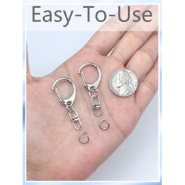 Evnlo 50Pcs Keychain Clip Swivel Snap Hooks,Lobster Claw Clasps Silver Key Chain Rings DIY Making Kit for Crafts