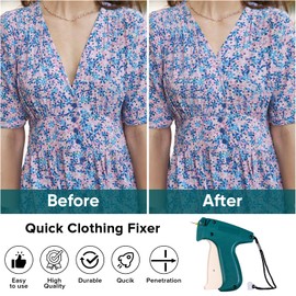 Mini Stitch Gun for Clothes,Fine Stitch,Stitch Quick Clothing Fixer Sewing Quilting Hemming Quick Stitch Tagginn Gun Kits with 2 Needles,2500 Black & 2500 White 4.4mm Fastener(Green)