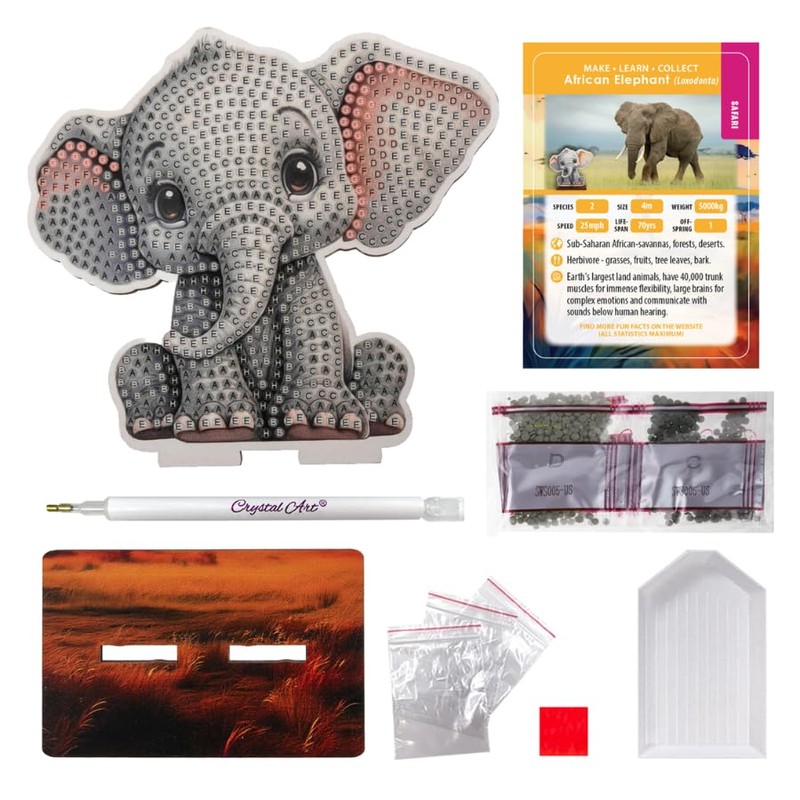 CRYSTAL ART Elephant Wildlife Buddies Kit Craft Buddy