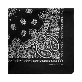 kakatrend Bandana, Paisley, Triangular Width, Adult, 100% Cotton, Fashionable, Handkerchief, Cotton, Unisex, Large Size, Men's 21.7 x 21.7 inches (55 x 55 cm), Black