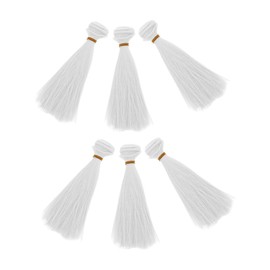 SHINEOFI 6 Pcs Straight Synthetic Doll Hair Wig Extensions for Crafts Easy to Replace DIY Hair Material Soft High Temperature for Costume Parties and Doll Making