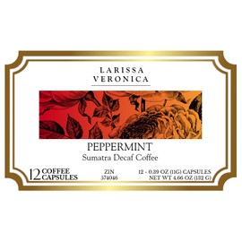 Peppermint Sumatra Decaf Coffee (Single Serve K-Cup Pods) (Gourmet, Naturally Flavored, Whole Coffee Beans) (12 pods, ZIN: 574046) - 3 Pack