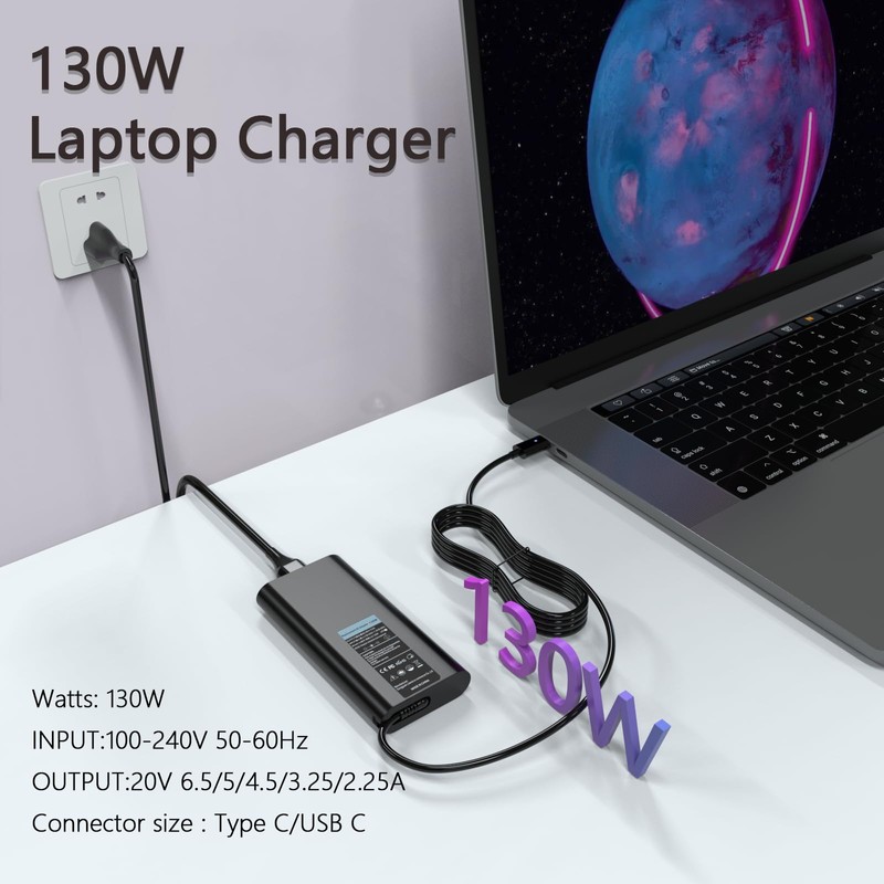 OSISZI 130W USB C Laptop Charger Compatible with Dell Pro