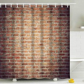 BOYOUTH Red Brick Wall Pattern Digital Print Shower Curtains for Bathroom Decor,Polyester Waterproof Fabric Bath Curtain with 10 Hooks,59x70 Inches,Multicolor