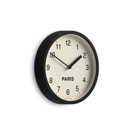 Jones Clocks® Paris Time Zone wall clock | Small modern round clock | 20cm | Black | Easy to read numbers | Ideal for kitchen, living room, office or any small space