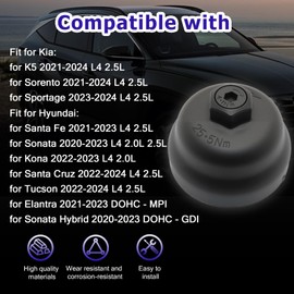Engine Oil Filter Housing Cover Fit for Kia K5 2021-2024 L4 2.5L Sorento 2021-2024 L4 2.5L for Hyundai Santa Fe 2021-2023 L4 2.5L Sonata 2020-2023 L4 2.0L 2.5L Replace for 26315-2J000 263152J000