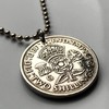 1947 United Kingdom 2 Shillings coin pendant English Tudor rose