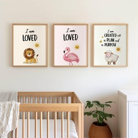 seersillus 4Pcs Kids Nursery Bible Verses Scripture Wall Art Decor, Inspirational Children Christian Gifts- Unframed 8×10inches