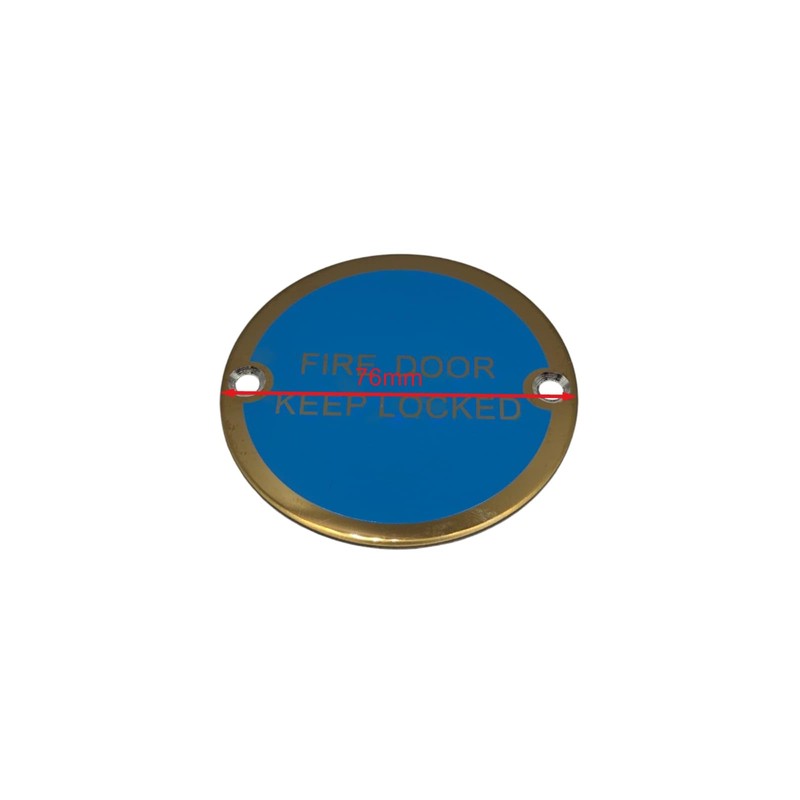 Bary Fire Door Keep Locked Sign Polished Brass
