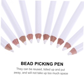 Gogogmee 30pcs Absorb white pencil nail art gems dotting pen manicure tools white nail whitening pencil Nail Rhinestone Picker Dotting Tool Wood Pen White Nail Pencil crayon pickup